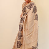 Crochet bordered tussar saree