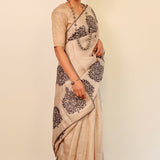 Crochet bordered tussar saree