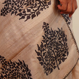 Crochet bordered tussar saree