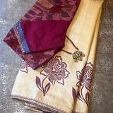 Crochet bordered tussar saree