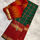 Kimaya long border checked silk saree