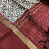 Mila tile checked kanchi silk dupatta