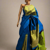 Colour block kanchipuram silk saree