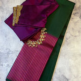 Colour block kanchipuram silk saree