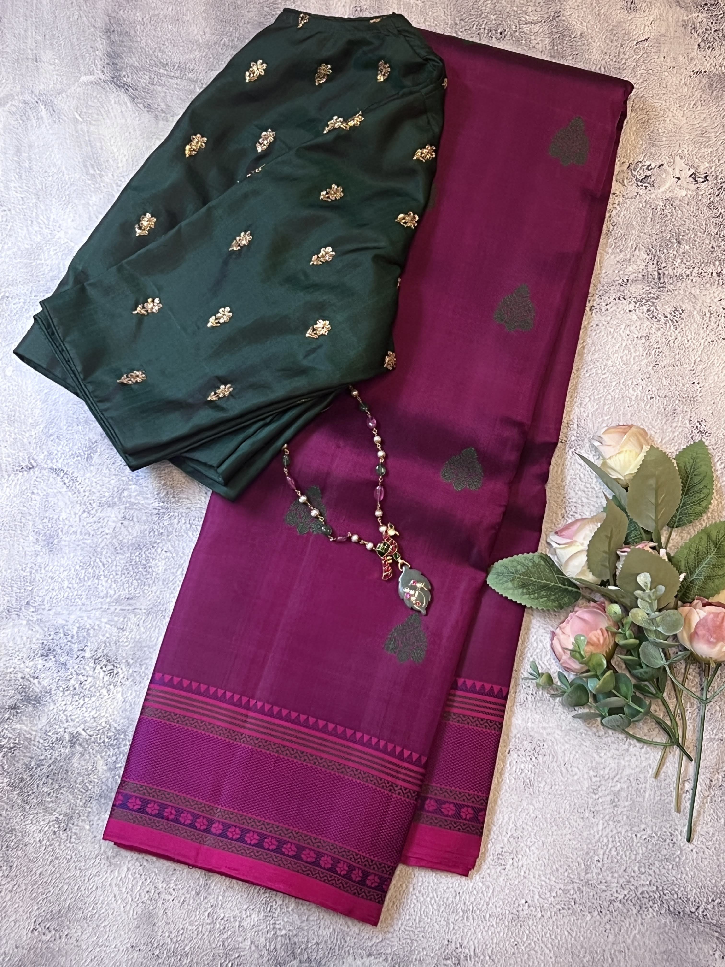 Kimaya small thread border silk saree