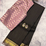 Alani stripe and border kanchi silk saree