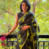 Nisha Bloom Organza Saree - Black