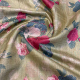 Maya Rosebud Tussar Saree - Pastel Green