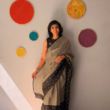 Tuhina Stripes Print Play Organza Saree - Black
