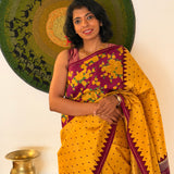 Mila Ochre Colour-Blocked Kanchipuram Silk Saree