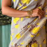 Fiza Sprig Chiffon Saree - Yellow