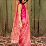 Diya Glitter Specks Matka Saree - Peach