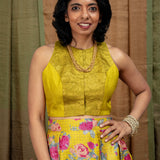 Jwala Luster Silk Racerback Blouse - Citron