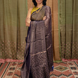 Diya Chevron Shimmer Organza Saree - Navy