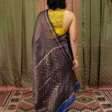 Diya Chevron Shimmer Organza Saree - Navy