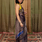 Diya Chevron Shimmer Organza Saree - Navy