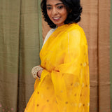 Diya Starry Vines Organza Saree - Yellow