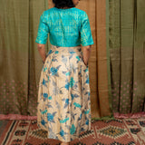 Morning Glory Pleated Tussar Silk Skirt - Beige