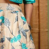 Morning Glory Pleated Tussar Silk Skirt - Beige