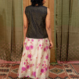 Hydrangea Pleated Tussar Silk Skirt - Beige
