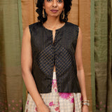 Jwala Glint Silk Blouse - Onyx