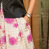 Hydrangea Pleated Tussar Silk Skirt - Beige