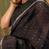 Diya Constellation Organza Saree - 
Onyx