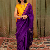 Diya Crystalline Blooms Organza Tussar Saree - Violet