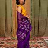 Diya Crystalline Blooms Organza Tussar Saree - Violet