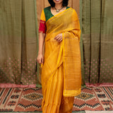 Diya Chevron Shimmer Organza Saree - Mustard