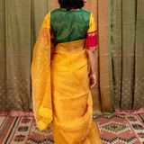 Diya Chevron Shimmer Organza Saree - Mustard