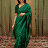 Diya Sparkling Pyramids Matka Saree - Green