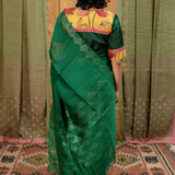 Glade Kalamkari Applique Silk Blouse - Emerald