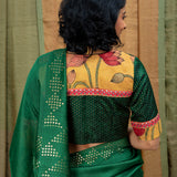 Glade Kalamkari Applique Silk Blouse - Emerald