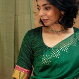 Glade Kalamkari Applique Silk Blouse - Emerald