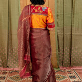 Melody Kalamkari Applique Silk Blouse - Amber