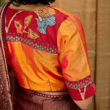 Melody Kalamkari Applique Silk Blouse - Amber