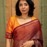 Melody Kalamkari Applique Silk Blouse - Amber