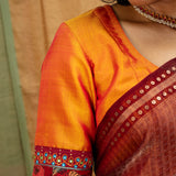 Melody Kalamkari Applique Silk Blouse - Amber