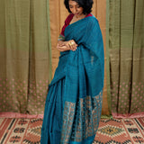 Diya Glitter Specks Matka Saree - Teal