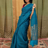 Diya Glitter Specks Matka Saree - Teal