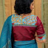 Quill Kalamkari Applique Silk Blouse - Garnet