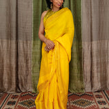 Diya Twinkling Rows Matka Saree - Yellow