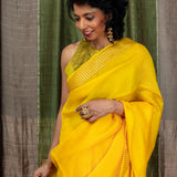 Diya Twinkling Rows Matka Saree - Yellow
