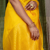 Diya Twinkling Rows Matka Saree - Yellow