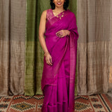 Diya Twinkling Rows Matka Saree - Magenta