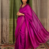 Diya Twinkling Rows Matka Saree - Magenta