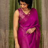 Diya Twinkling Rows Matka Saree - Magenta