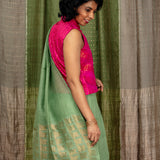 Diya Glitter Specks Matka Saree - Sage