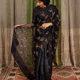 Diya Starry Vines Organza Saree - Black